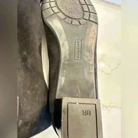 BRUNATE WOMEN'S SUEDE EFFECT FLATS-BLACK-with SILVER BUCKLE SZ 38(EU) - Picture 5 of 9